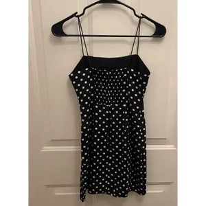 Urban‎ Outfitters Black White Polka Dot Slip Mini Dress XS Smocked thumbnail 5