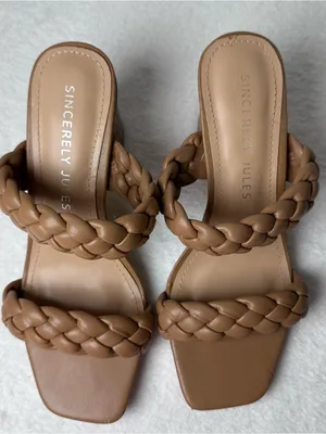Sincerly Jules Braided Brown Block Heel Mule Slides in Size 7.5 thumbnail 5