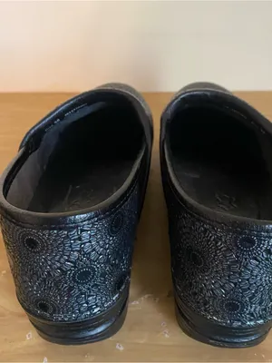 Dansko Professional Women's Black Geometric Leather Slip-On Clogs EU size 38 thumbnail 3