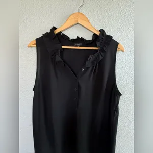 Talbots Sleeveless Ruffled Neckline Blouse Size Large thumbnail 2