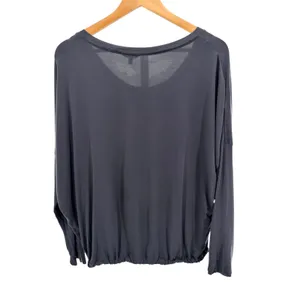 Eberjey Gisele Slouchy Top Charcoal Gray Tencel Modal Drawstring Hem Long Sleeve thumbnail 5