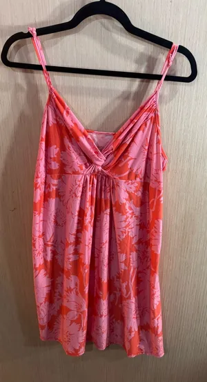 Gilligan & O'Malley Coral Orange and Pink Floral Chemise thumbnail 1
