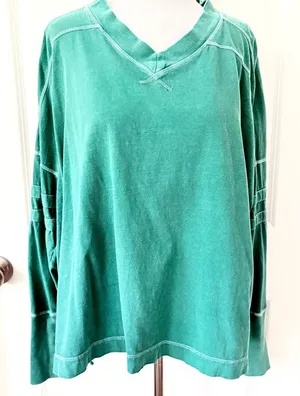 Free Movement Green Long Sleeve Top Medium thumbnail 1