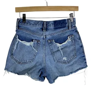 Abercrombie & Fitch Annie High Rise Distressed Denim Shorts Medium Wash Size 24 thumbnail 4