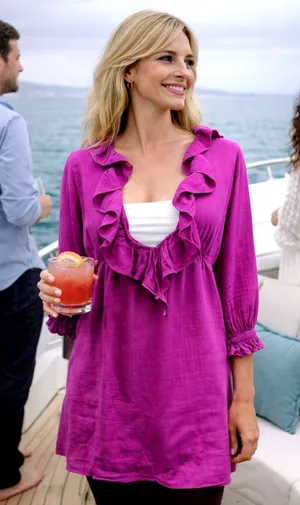 Free People Ruffled Collar 3/4 Sleeves Deep V Front Morning Light Mini Dress XS thumbnail 1