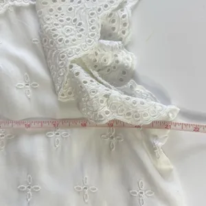 LOFT Women Large White Eyelet Embroidered Flutter Sleeve Tunic Top Boho L Summer thumbnail 7