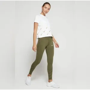 Nike Dri Fit Running Tights Womens Large Olive Green High Rise Reflective size S thumbnail 6