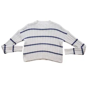 Aeropostale Striped Knit Sweater Womens XS White Blue Preppy thumbnail 7