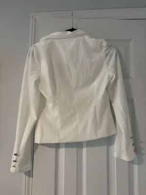 Allegra K Velvet White Blazer thumbnail 2