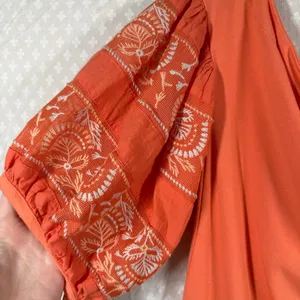 Free People‎ Orange Rock With It Embroidered Puff Sleeve Top thumbnail 4