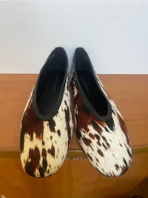 Steve Madden Leni Cow Print Hair Calf Flats Women's Sz 8.5 M Western Boho Shoes thumbnail 4