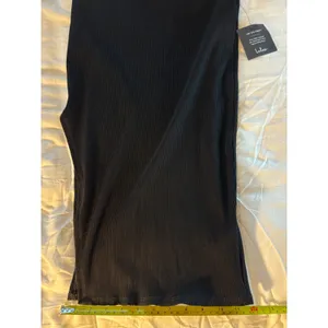 Lulus Black Ribbed Knit Midi Skirt Side Slit Bodycon High Waisted Large NWT thumbnail 7