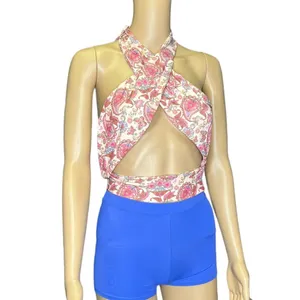 Tiger Mist Pink Paisley Print Criss Cross Boho Wrap Halter Top Women’s Size XS thumbnail 4