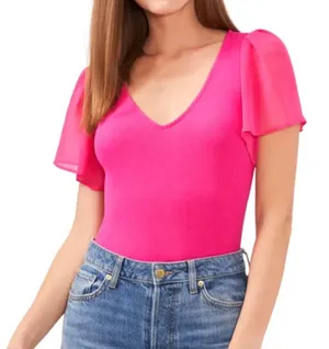 1.STATE Flutter Sleeve Rib Knit T-Shirt top, size XL thumbnail 1
