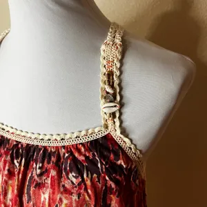 Free People Tank Top Y2K Crochet Boho Gypsy Linen Top Hippie Festival XS thumbnail 2