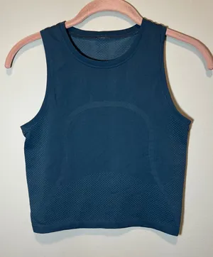 Lululemon Swiftly Tech‎ High-Neck Tank Top 2.0 Race Length Blue Slate Size 2 thumbnail 1