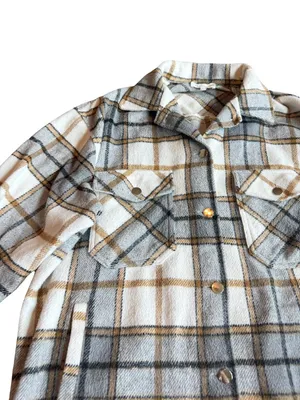 Bohme Plaid Flannel Shacket Shirt Jacket Snap Down Button Pockets Medium Women's thumbnail 4