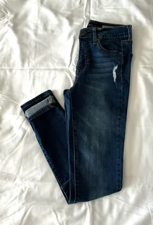 Dark Wash Destroyed High Waisted Jeggings thumbnail 1