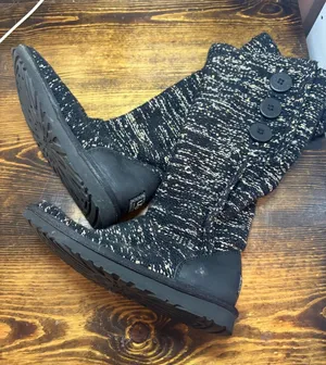 UGG Black And Silver Shimmer Tall‎ Cardy Knit Boots Size 6 thumbnail 1