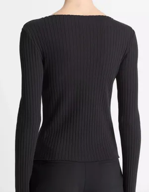Abercrombie & Fitch Black Slash Rib Knit Sweater Top thumbnail 6