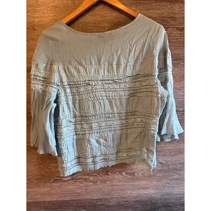 Frye top blouse size Large light green boho country lace thumbnail 4