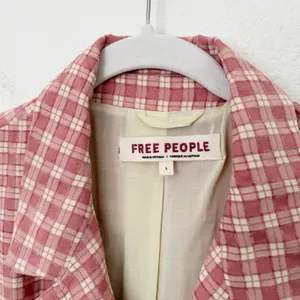 [Free People] Pink Olivia Gingham Plaid Oversized Double Breasted Blazer Large L thumbnail 11