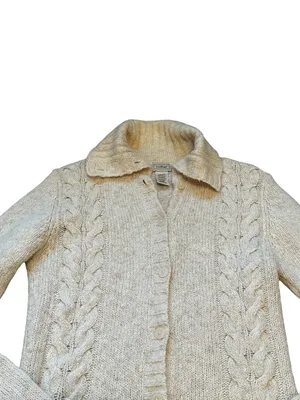 Vintage LL Bean Fishermen Cable Knit Cardigan Sweater Preppy Grunge Cabin Small thumbnail 2