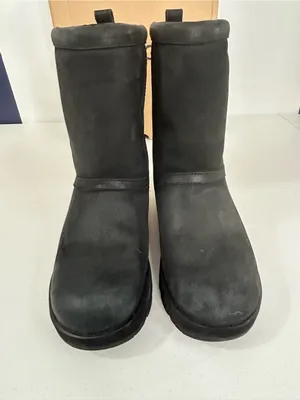 UGG Women's Classic Black Short Leather Waterproof Boots Size 9 thumbnail 4