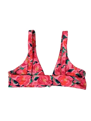 Skatie Pink Floral Bikini Top Ring Front Swimwear Beach Vacation Womens S thumbnail 2