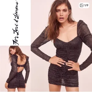FOR LOVE &‎ LEMONS All That Glitters Dress Sz M NEW Glitter Mini New Years thumbnail 2