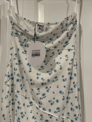 Princess Polly Oscar White Strapless Dress with Blue‎ Floral Print medium nwt thumbnail 3