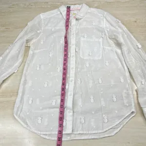 Maeve Anthropologie White Pineapple Embroidered Button Down Shirt Size 6 thumbnail 7