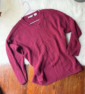 90s Burgundy Oversized Cozy Sweater Meg Ryan Vibes thumbnail 1