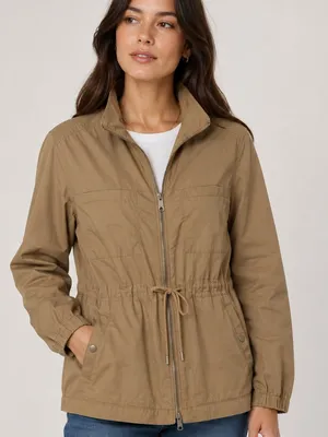Old Navy Tan Drawstring Utility Field Jacket thumbnail 1