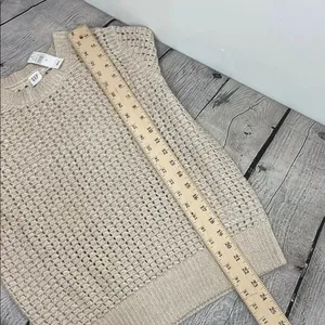 GAP Women's Light Tan open Knit Sweater with shimmery thread size small thumbnail 15