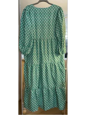 NEW 3/4 Sleeve Midi Fall Dress Boho Pleated V Neck Ruffled L thumbnail 4