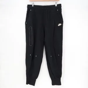 Nike Sportswear Track Pants Womens L Black Cotton Tech Fleece Drawstring Waist thumbnail 2