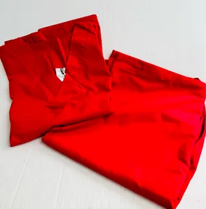 Sari Sari Red Drawstring Pants Scrub Set thumbnail 1