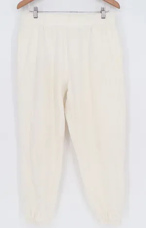 Garage Women Cream Off-White Fleece Relaxed Jogger Sweatpants Size Large thumbnail 1
