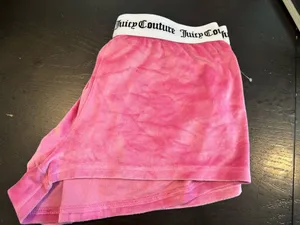 Juicy Couture Pink Velour Lounge Shorts with Rhinestone Script thumbnail 3