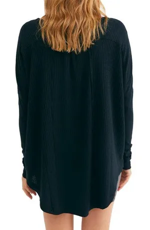 Black Leo Henley Waffle Knit thumbnail 2