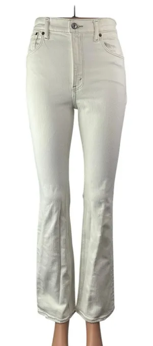 Abercrombie & Fitch The 70s Vintage Flare White High Rise Denim Jeans Size 24 thumbnail 1