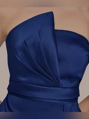 NEW Donna Karan New York Asymmetric Twist Strapless Sapphire Blue Gown Sz 8 thumbnail 3