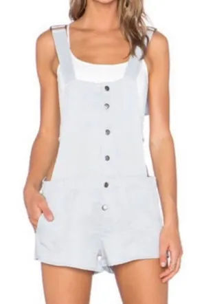 NWT Micro Shortalls Pale Blue Button Front Overall Shorts S Boho Knot Sisters thumbnail 1