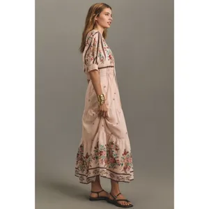 NWT by Anthropologie Somerset Maxi in Creme Floral Puff-Sleeve Edition Dress S thumbnail 4