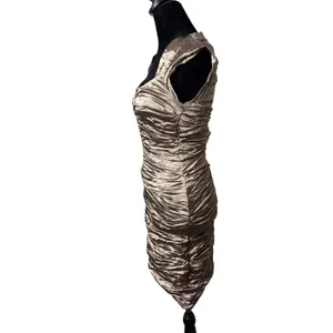 Nicole Miller Ruched Crinkle Metallic Bodycon Dress Size 2 y2k Cocktail‎ Party thumbnail 6