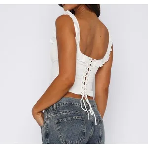 White Fox Boutique - Betting On Us Lace Up Back Bustier in White thumbnail 4