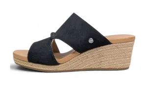 UGG Eirene Black Suede Espadrille Wedge Slide Sandals Size 7.5 NWOB thumbnail 1