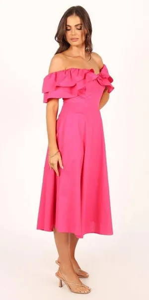 Petal + Pup Cabo frill sleeve dress in magenta NWT thumbnail 2