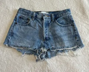 Aritzia Denim Forum Ex Boyfriend Cut-Off Denim Jean Distressed Shorts size 25 thumbnail 1